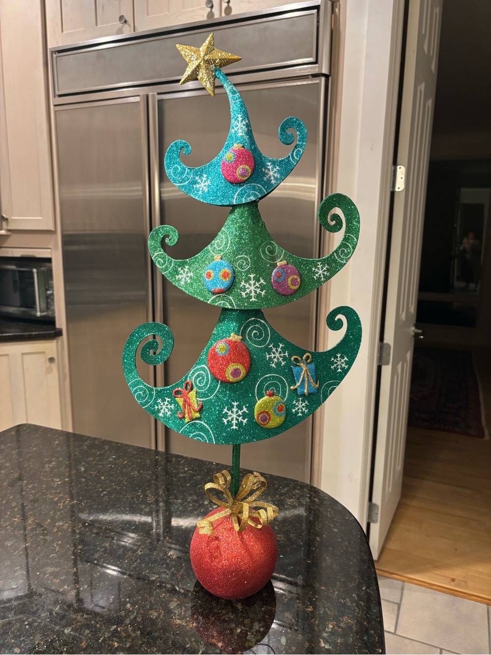 Pier 1 Imports Whimsical Glitter Tabletop Tree Figurine Christmas. 25.75” RARE!